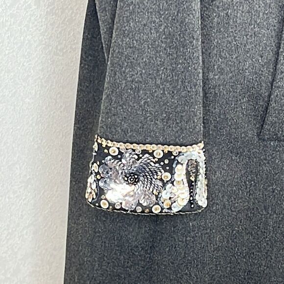 Valentino Virgin Wool Long Coat With Embellished Cuffs Size 4 - Picture 6 of 14